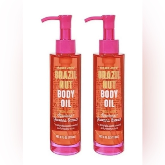 🌸NWT/Limited Edition Trader Joe’s Brazil Nut set of 2 Body oils. 4oz each/glass - Picture 2 of 9